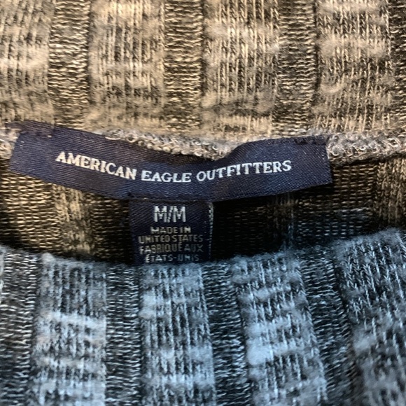 American Eagle Gray White Heathered Sweater Turtleneck Hi Low M - Picture 5 of 8